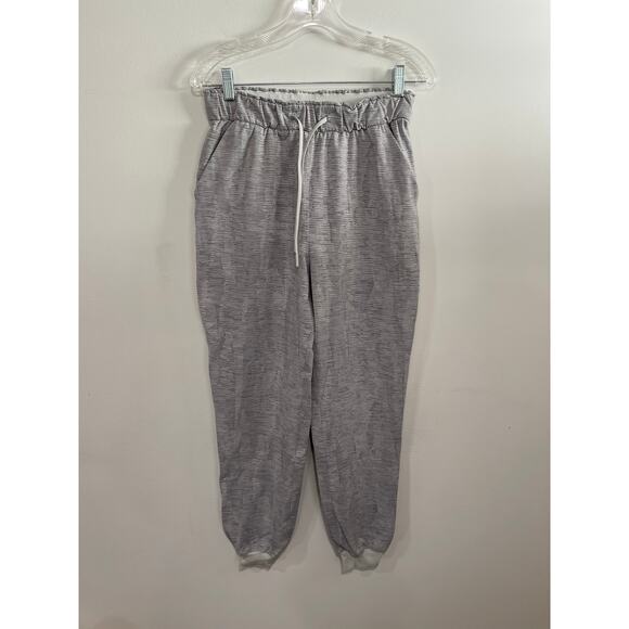 Lululemon High Rise Jogger Linear Tempo Jacquard Silver Drop Vapor Size 6 - Picture 2 of 4